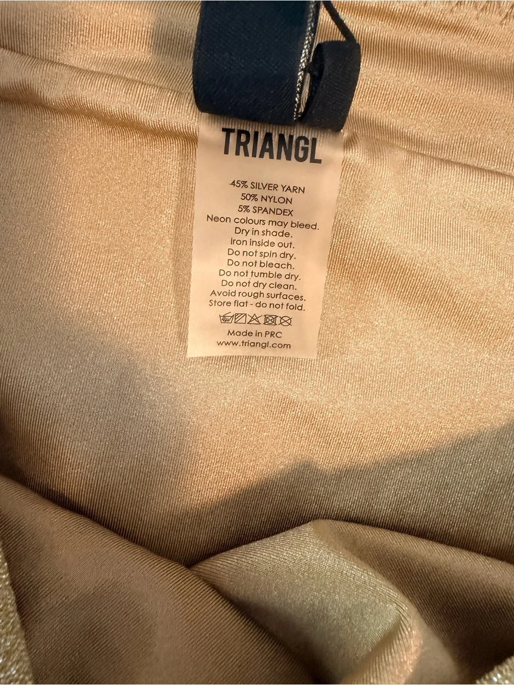 Triangl Gold Metallic Sparkle Cheeky Bikini Bottoms - Size Medium